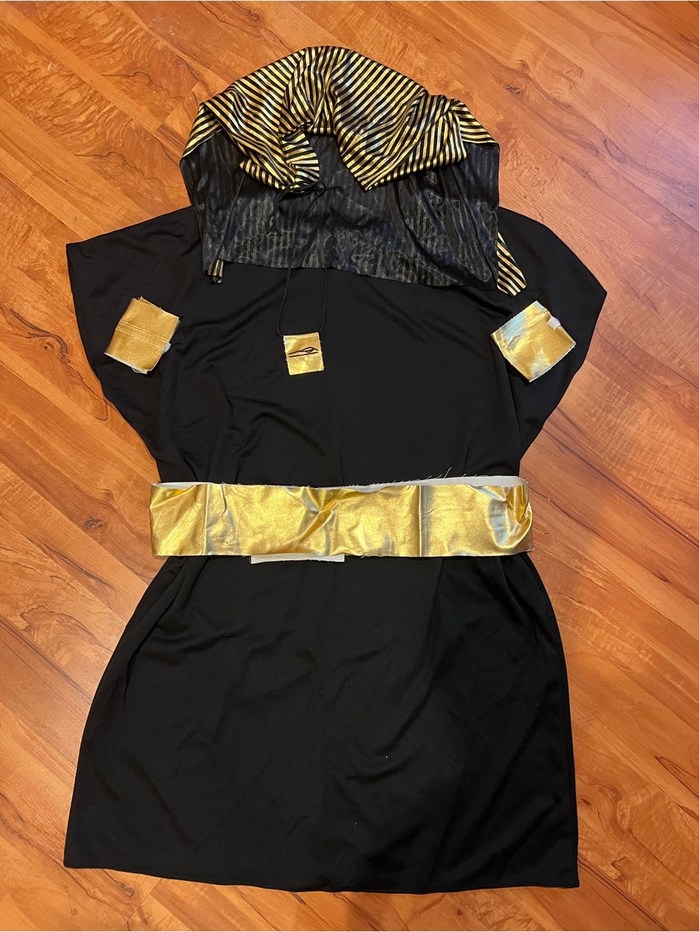 California Costumes Black Mini Dress with Gold Hood and Belt